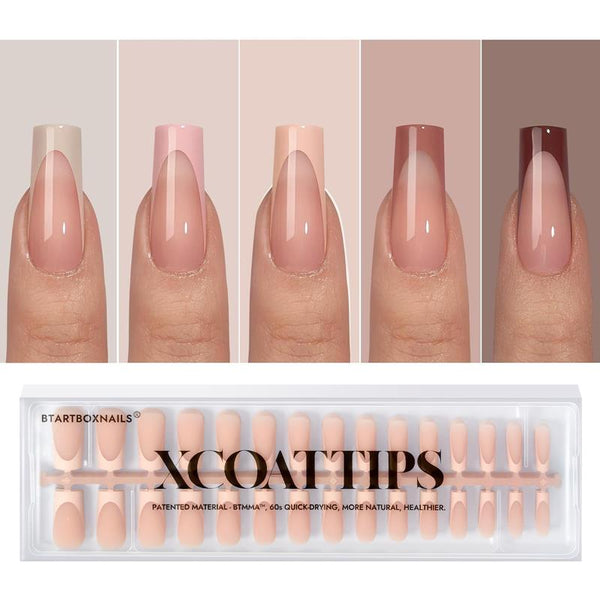 XCOATTIPS® French - Peach Long Square Pastel Tips - 150pcs 15 sizes