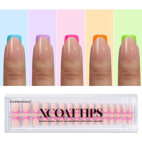 XCOATTIPS® French - Peach Short Square Brighter Pastel Tips - 160pcs 16 sizes