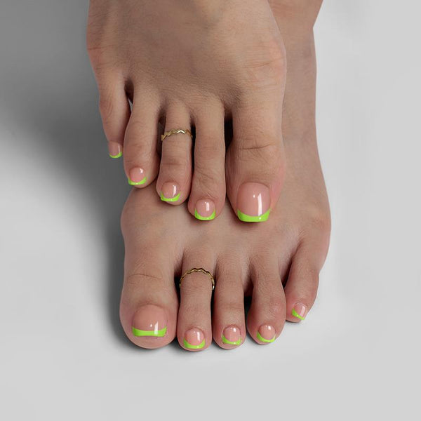 Pastel French Green Short Square - Press On Toe Nail