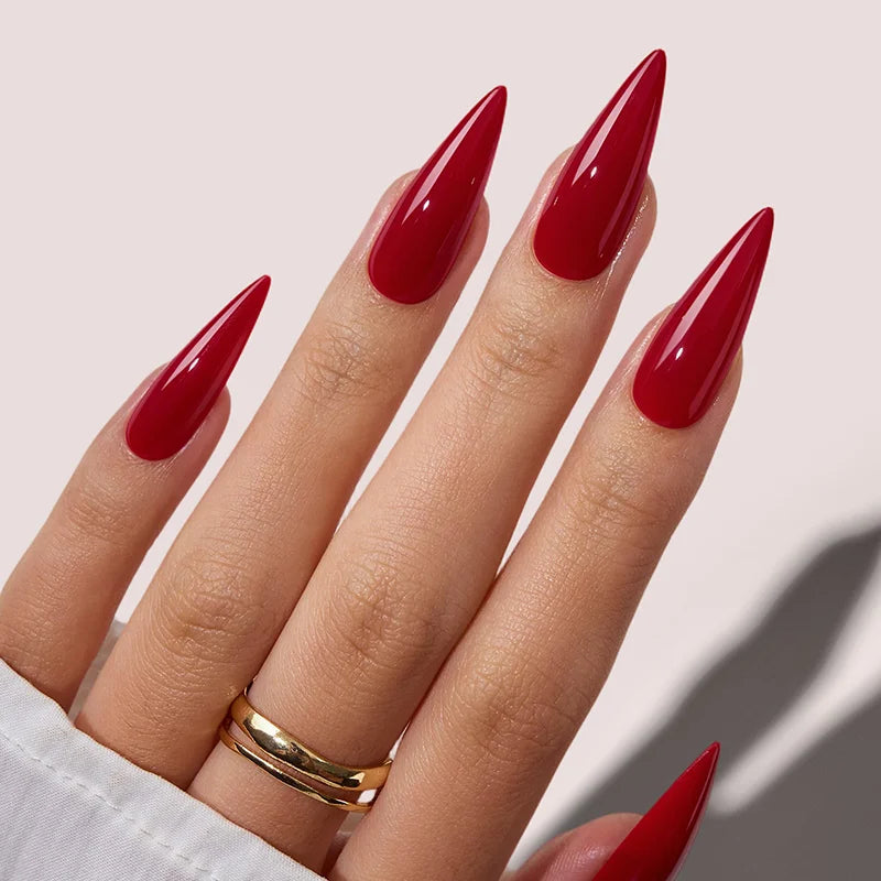 Red Allure Long Stiletto Nails