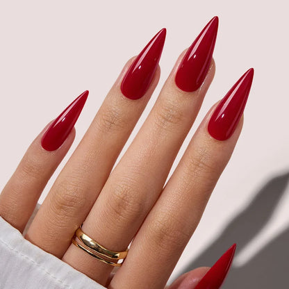 Red Allure Long Stiletto Nails