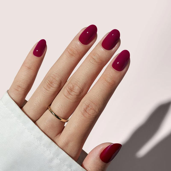 Grape Red Oval Nails - Press On Nails
