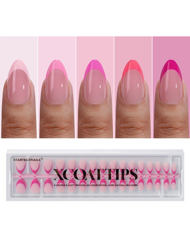 XCOATTIPS® French - Short Almond Pink Pastel Tips