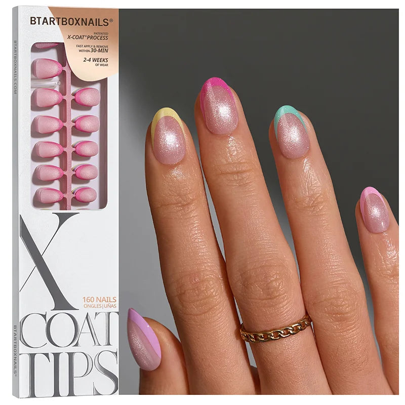 XCOATTIPS® French Brighter Pastel - Cat-Eye Base Extra Short Almond