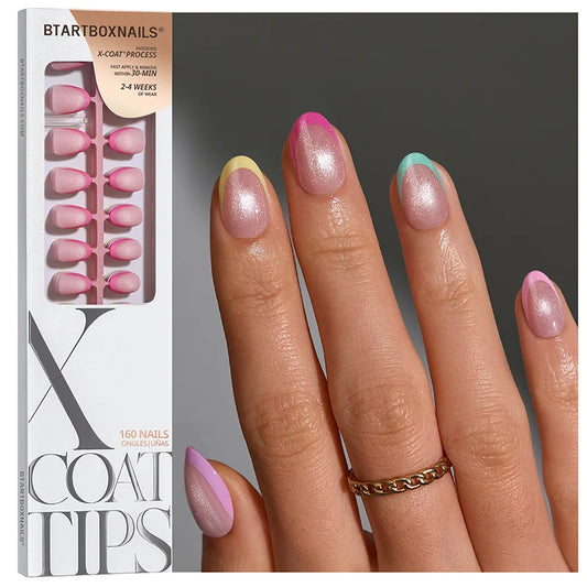 XCOATTIPS® French Brighter Pastel - Cat-Eye Base Extra Short Almond