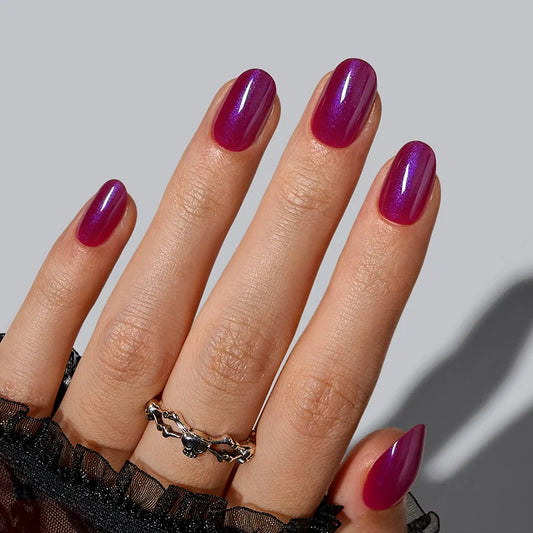 Uñas redondas Midnight Alibi - Gel blando adhesivo