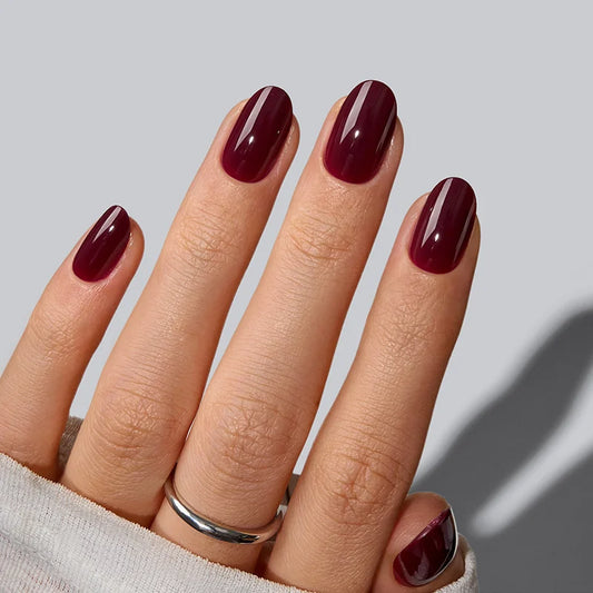 Fatal Merlot Round Nails - Soft Gel Press On