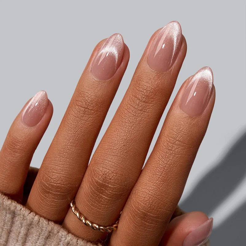 Shimmer Dew Short Almond Nails