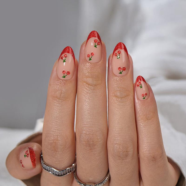 Sweet Cherry Almond Nails - Press On Nails