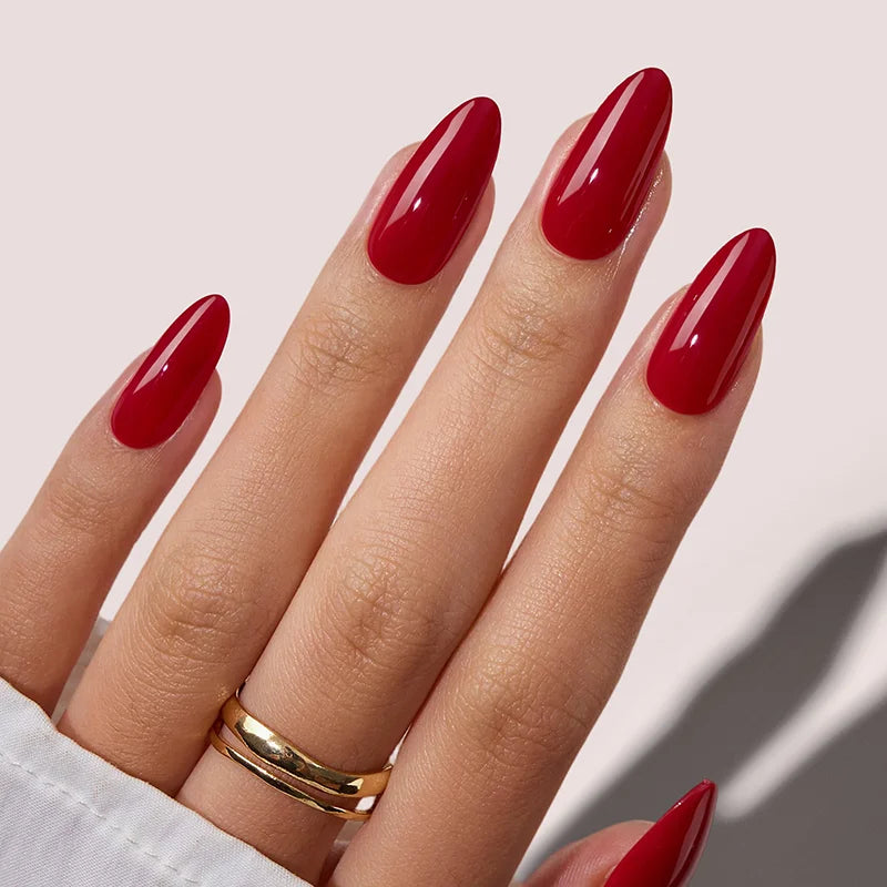 Red Icon Medium Almond Nails