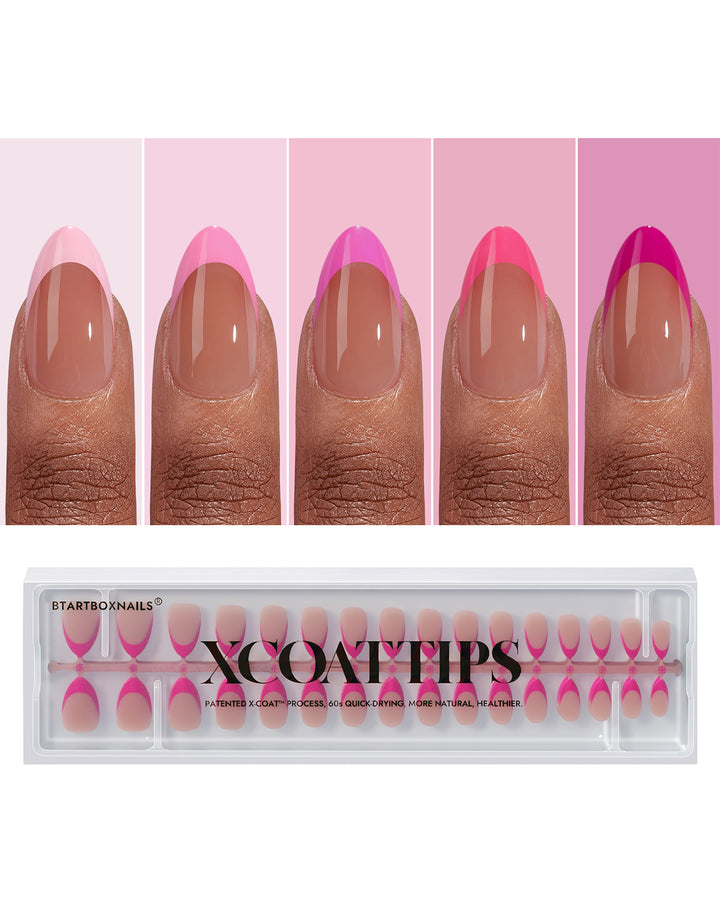 XCOATTIPS® French - Short Almond Pink Pastel Tips