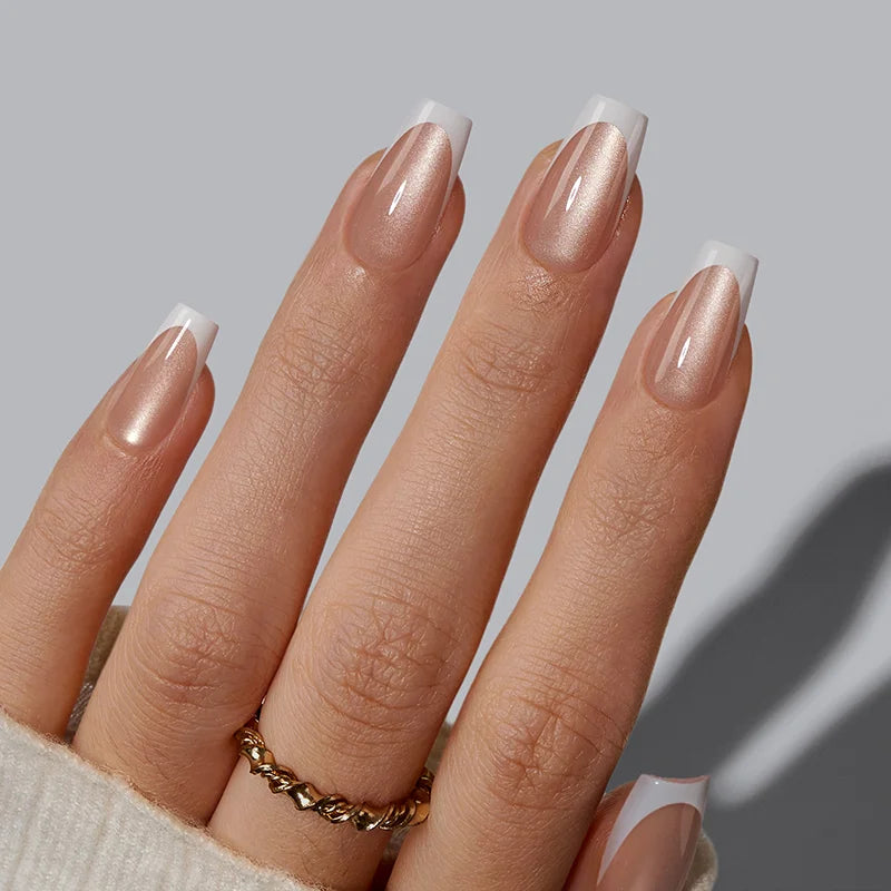Milk Foam Short Coffin Nails