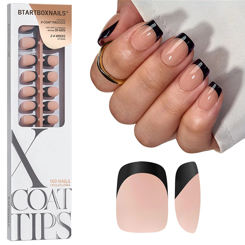 Black French Extra Short Squoval Nails
