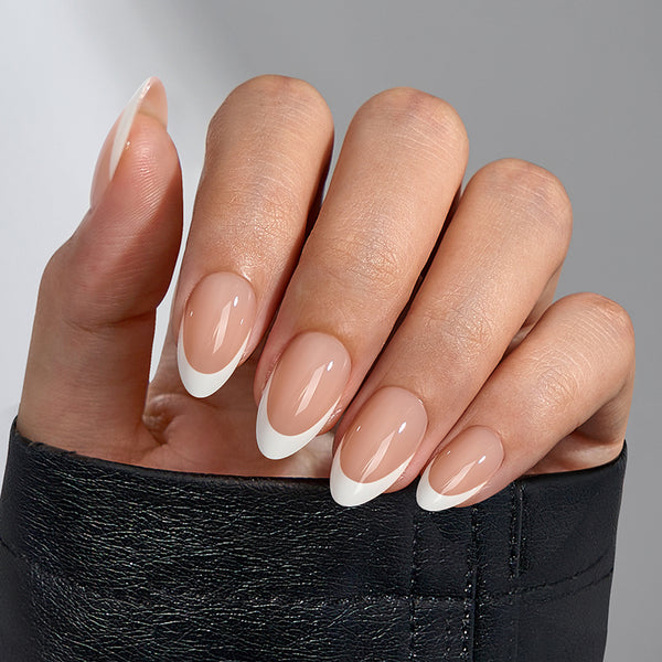 White French Almond Nails Press On Nails French Nails