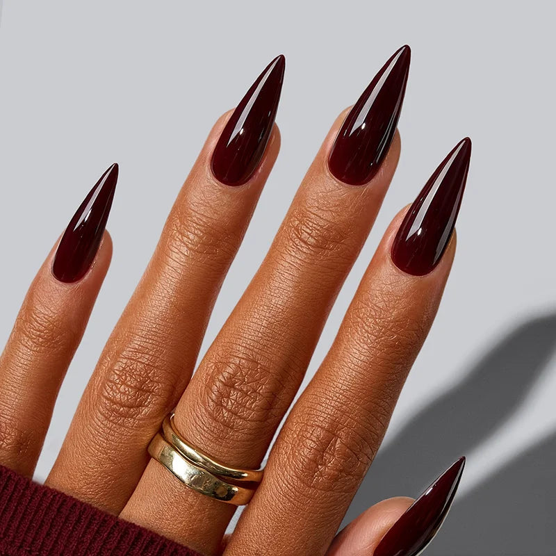 Coffee Crush Long Stiletto Nails