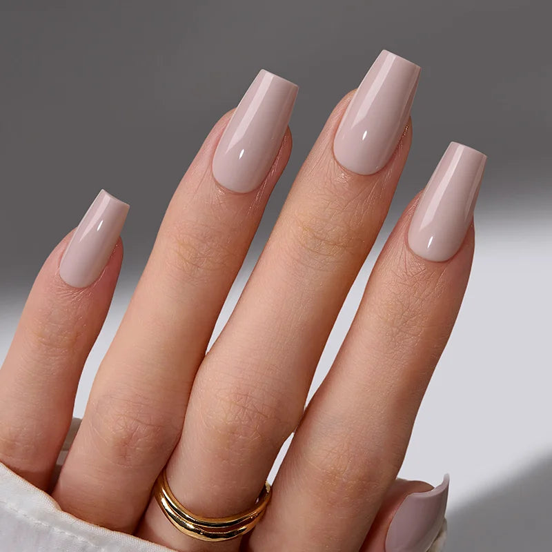 Taro Silk Short Coffin Nails 