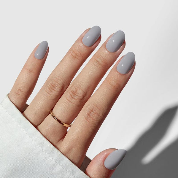 Ice Grey Oval Nails - Press On Nails