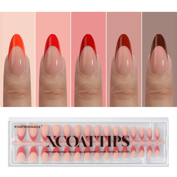 XCOATTIPS® French - Medium Almond Red Pastel Tips