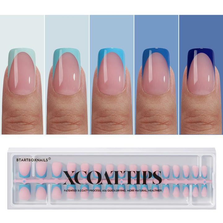 XCOATTIPS® French - Short Square Blue Pastel Tips