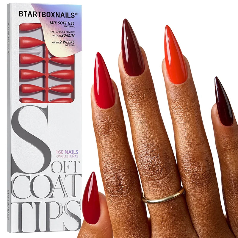 SOFTCOATTIPS™ Red Collection Five Shades Long Stiletto