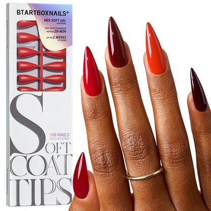 SOFTCOATTIPS™ Red Collection Five Shades Long Stiletto
