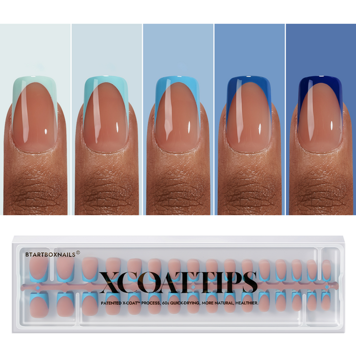 XCOATTIPS® French - Short Square Blue Pastel Tips