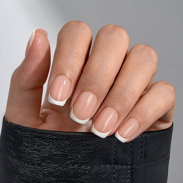 Classic White Square French Nails Press On Nails