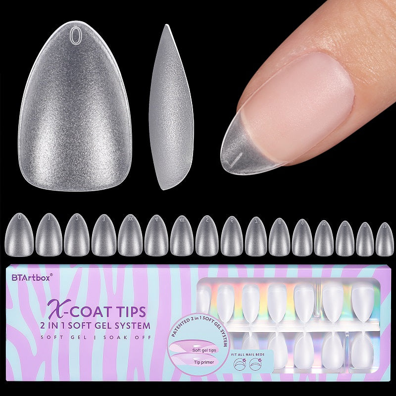 Cocoa Milk - 24 Fake Nails 12 Sizes Short Almond Press on Nails Kit