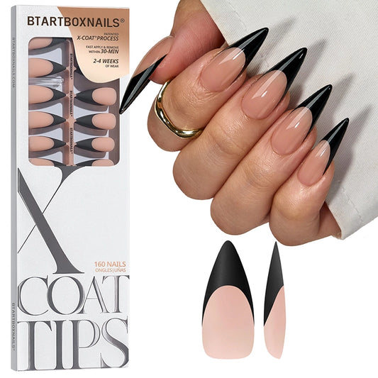 XCOATTIPS® French - Long Stiletto Black Tips