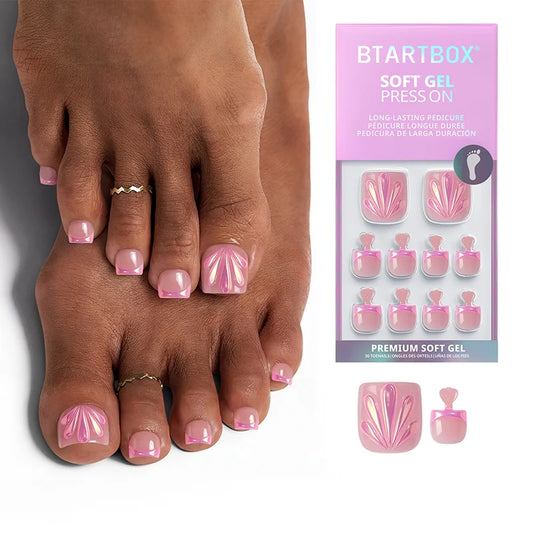 Shell Glow Pedi Square Nails - Press On Toe Nail