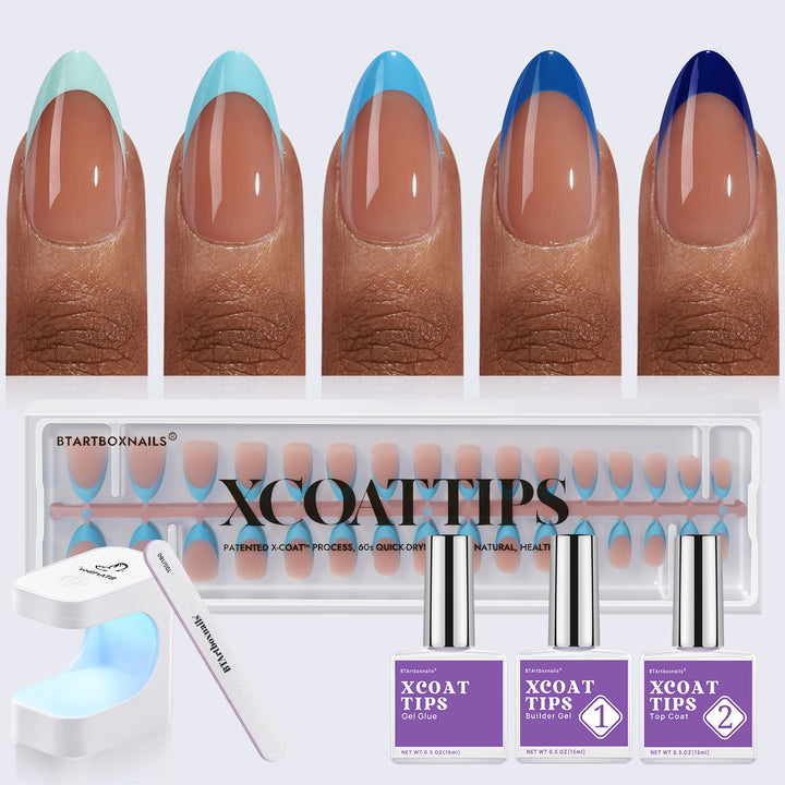 XCOATTIPS® Blue Pastel French Kit - Short Almond