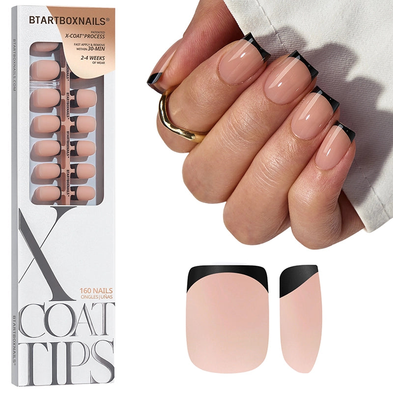 Black French Extra Short Square Nails