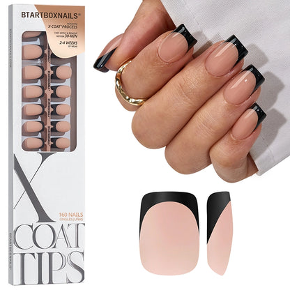 XCOATTIPS® French - Short Square Black Tips