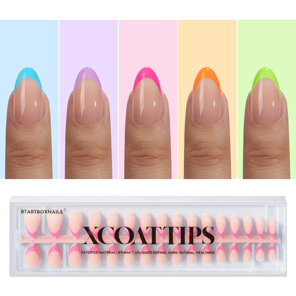 XCOATTIPS® French - Peach Short Almond Brighter Pastel Tips - 160pcs 16 sizes