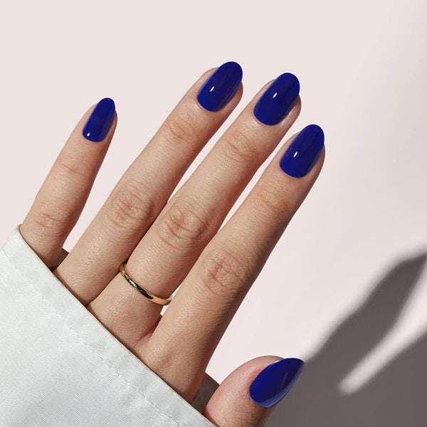 Mystic Navy Blue Oval Press On Nails – BTArtbox Nails