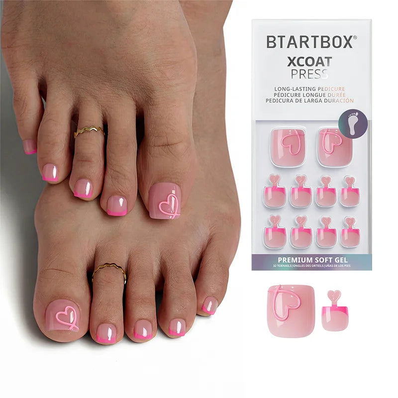 Soft Romance Square - Press On Toe Nail