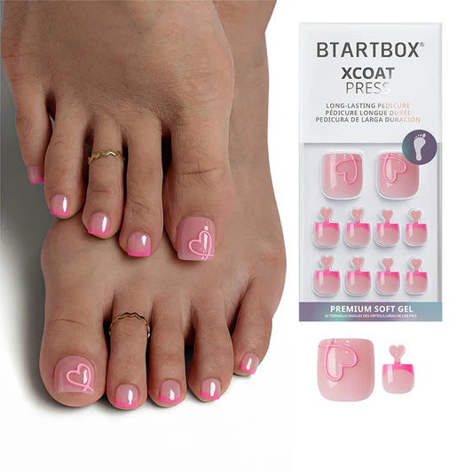 Soft Romance Square - Press On Toe Nail