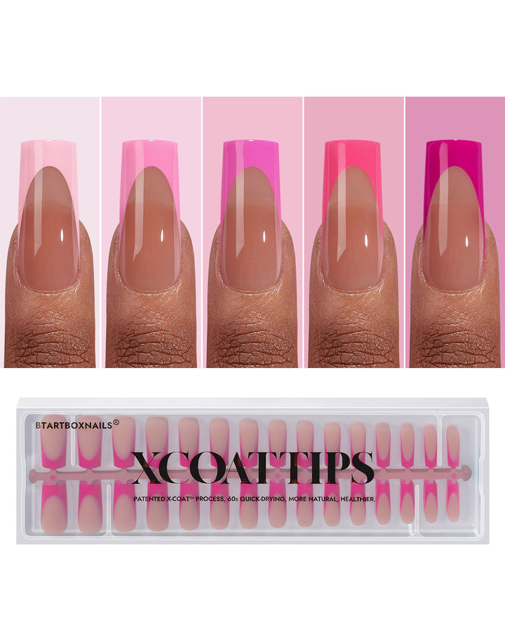 XCOATTIPS® French - Long Square Pink Pastel Tips