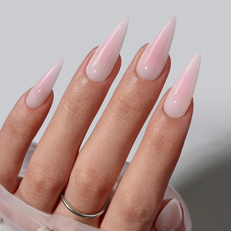 Bold Blush Long Stiletto Nails