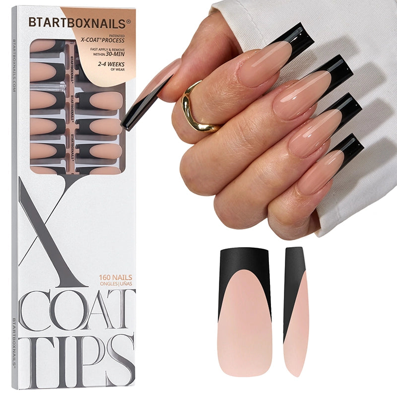 XCOATTIPS® French - Extra Long Square Black Tips
