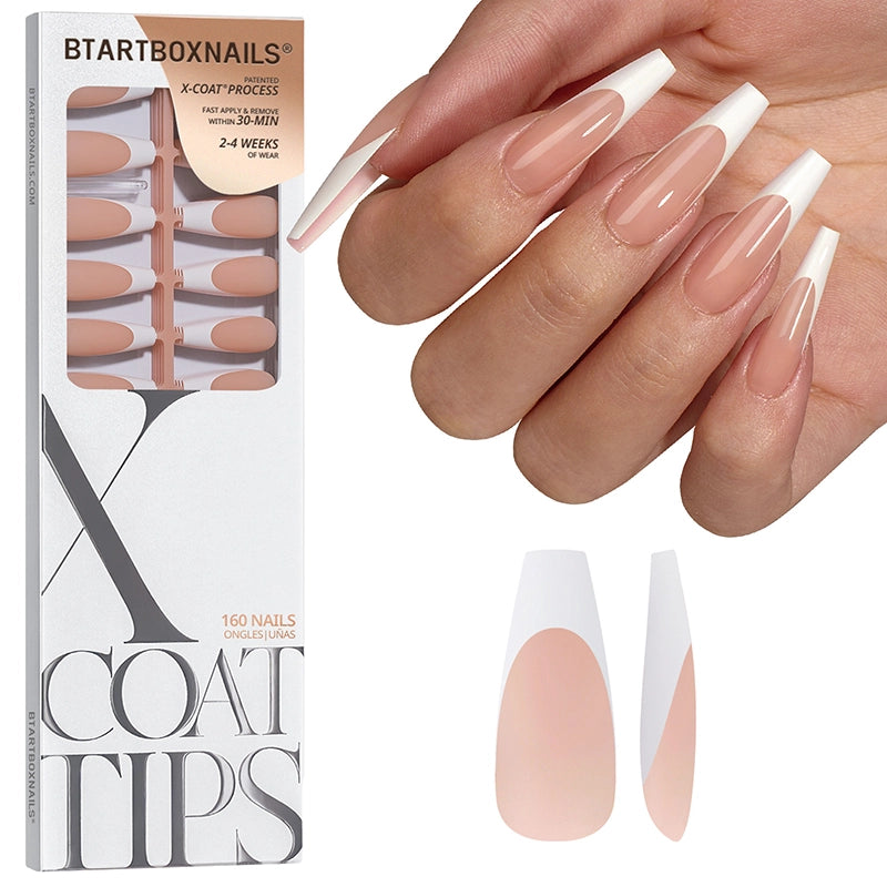 White French Extra Long Ballerina Nails