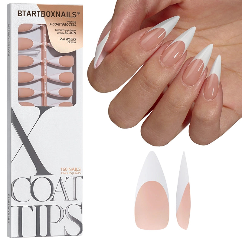 XCOATTIPS® French - Long Stiletto White Tips