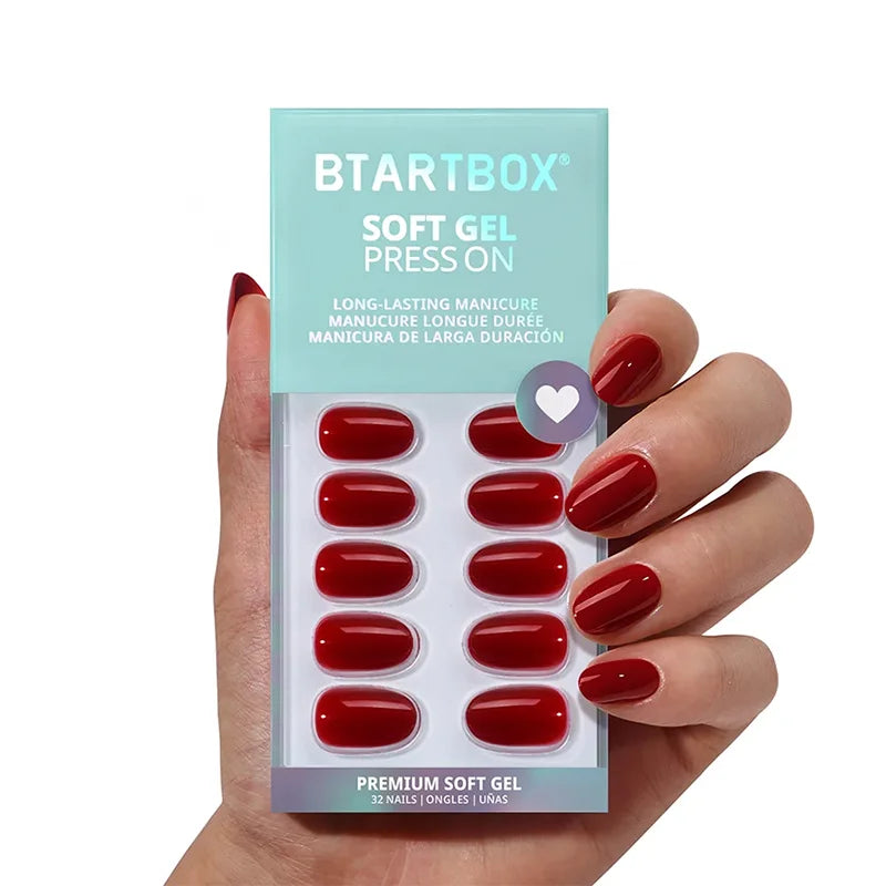 Cardinal Red Oval Nails - Soft Gel Press On