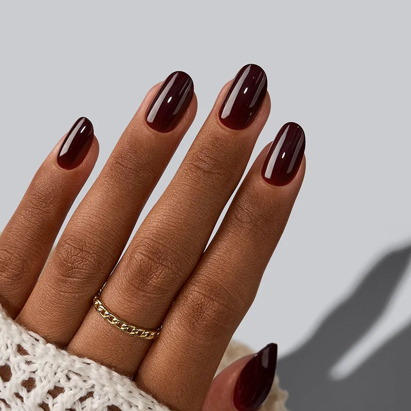 Kaffeebohnen Ovale Nägel - Press On Nails