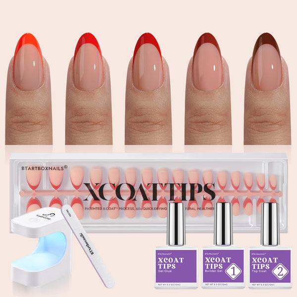 XCOATTIPS® Red Pastel French Kit - Short Almond