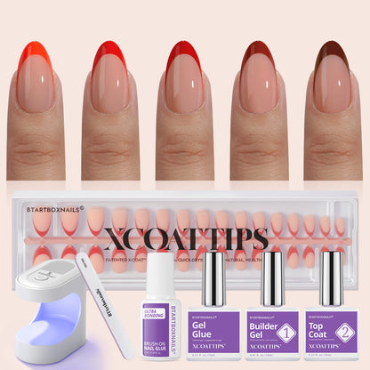 XCOATTIPS® French - Short Almond Red Pastel Tips
