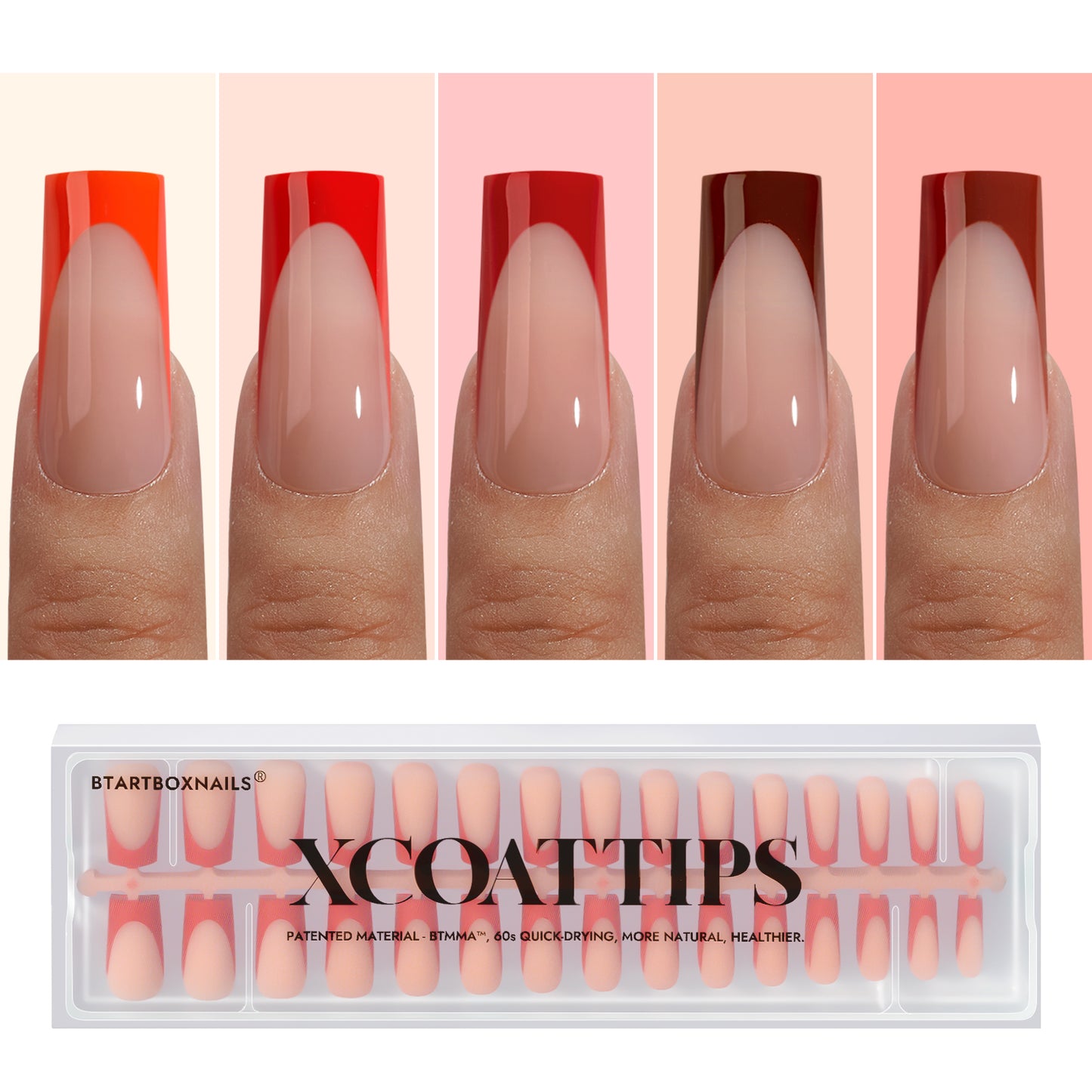 XCOATTIPS® French - Red Pastel Tips