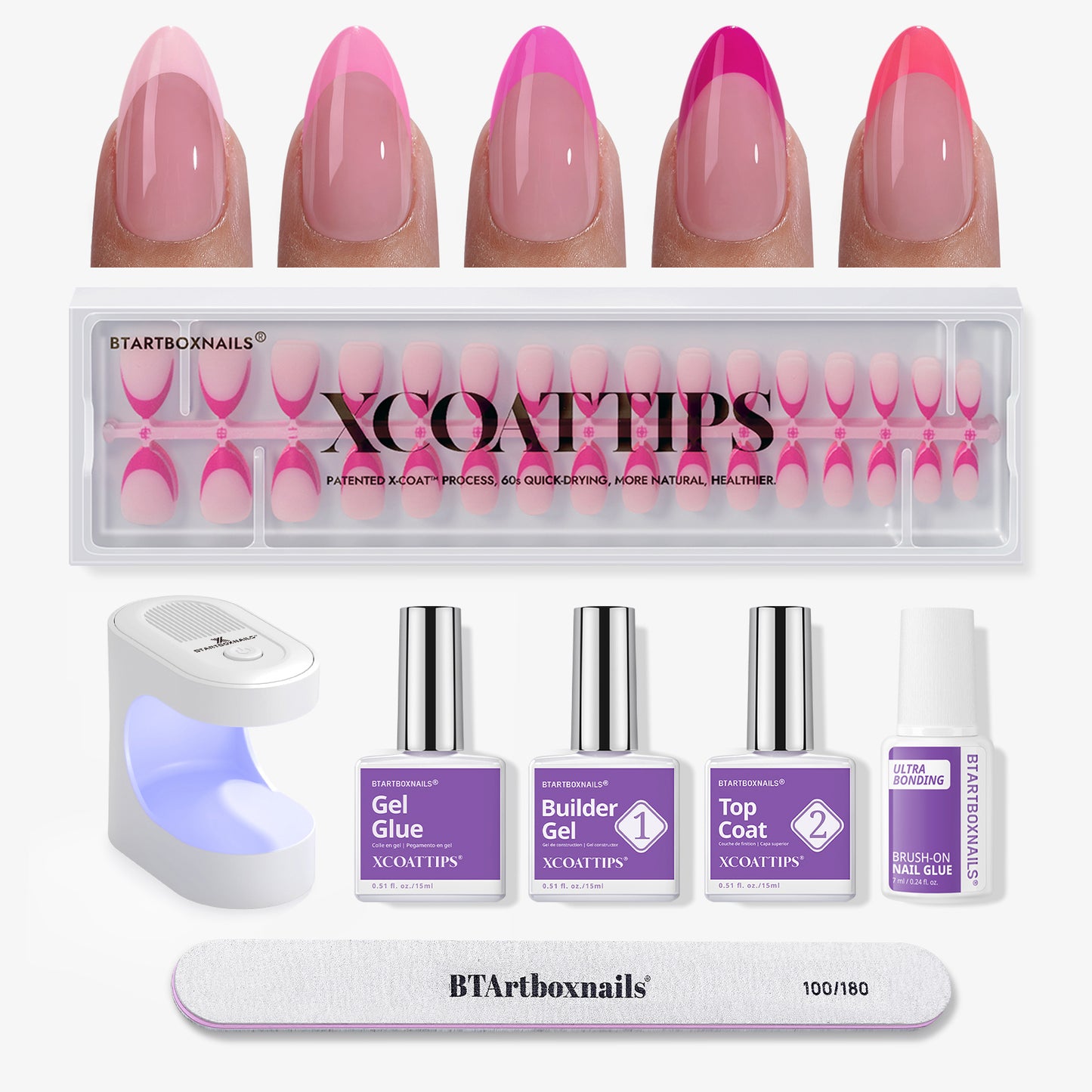 XCOATTIPS® Pink Pastel French Kit - Almond