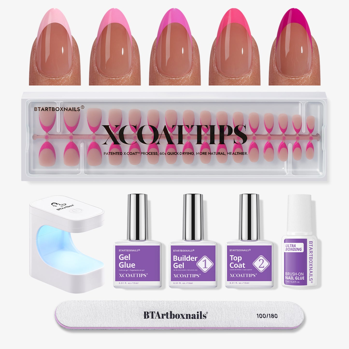 XCOATTIPS® Pink Pastel French Kit - Almond