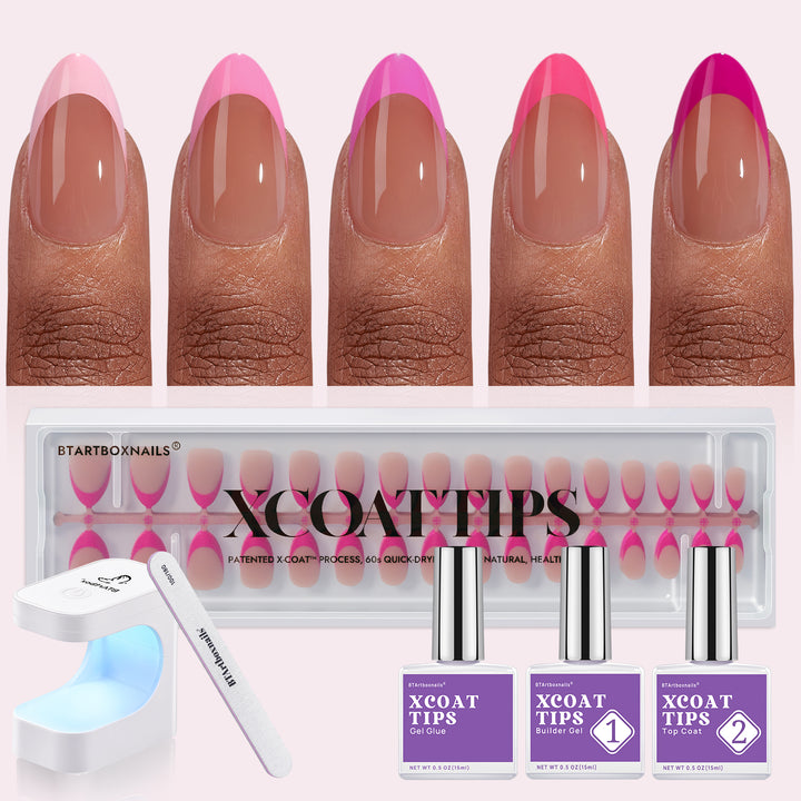 XCOATTIPS® Pink Pastel French Kit - Short Almond